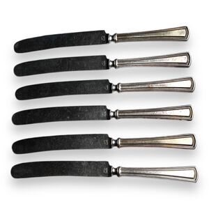 Alvin Silmet Vintage Set Of 6 Silver Plated Kitchen Dinner Butter Knives - 9”